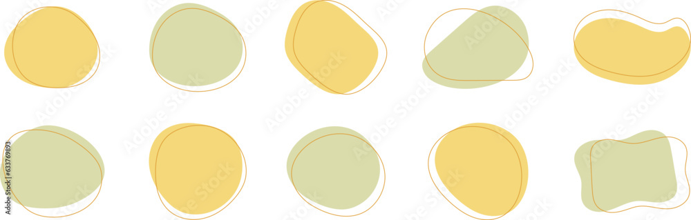 Wall mural Set of cute abstract shapes.Vector loose frame.yellow fluid vector frame.