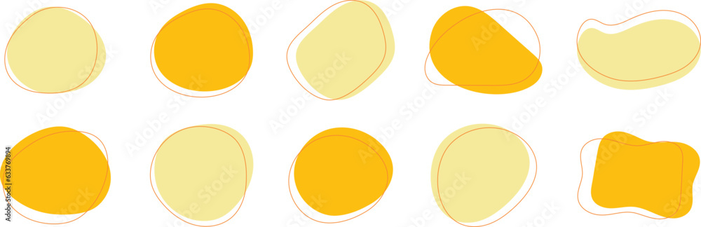 Wall mural Set of cute abstract shapes.Vector loose frame.yellow fluid vector frame.