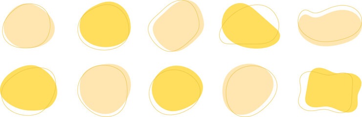 Set of cute abstract shapes.Vector loose frame.yellow fluid vector frame.