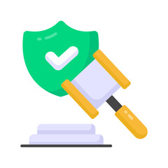 Judge hammer and gavel, insurance law icon, commercial law, legal advice for business, auction vector