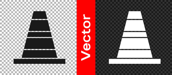 Black Traffic cone icon isolated on transparent background. Vector