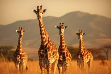 Foto op Aluminium a group of wild giraffes in the African savanna © bojel