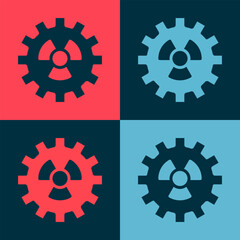 Pop art Radioactive icon isolated on color background. Radioactive toxic symbol. Radiation hazard sign. Vector