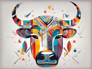 abstract painting of a ox with Generative AI.