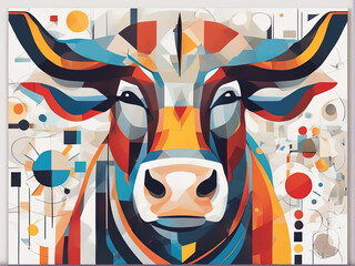 abstract painting of a ox with Generative AI.