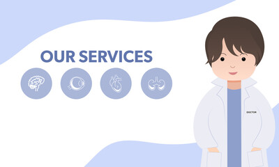 Medical infographic technology background. Abstract background medical care for the hospital, page.Blue and white. Vector illustration	