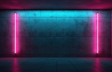 Concrete room with neon lights