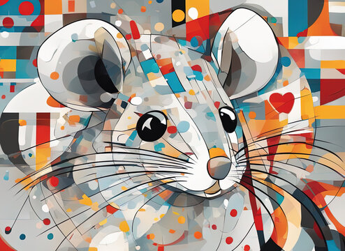 abstract painting of a rat with Generative AI.