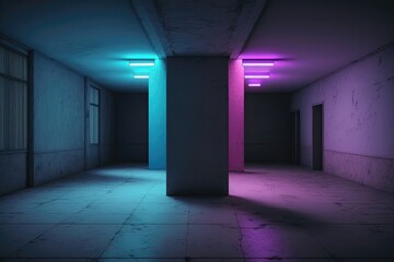 Purple blue light in the dark room