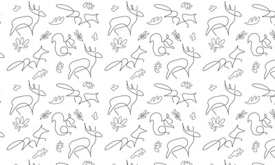 seamless pattern with linear animals. minimalistic pattern for textiles.