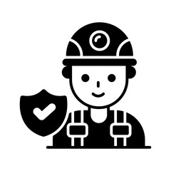 Protection shield with worker avatar, worker protection, worker insurance vector design