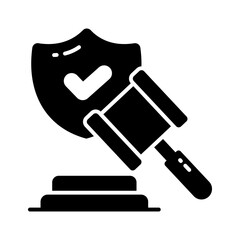 Judge hammer and gavel, insurance law icon, commercial law, legal advice for business, auction vector