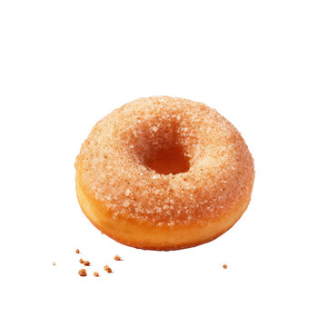 Donut with cinnamon and sugar on transparent background