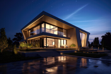 Fototapeta premium Modern House at Night