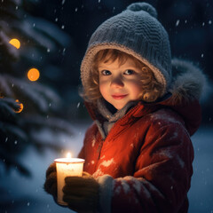Magical Christmas.Child  enjoying at Christmas.Santa Claus