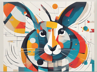 abstract painting of rabbit with Generative AI.