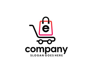 shop logo with bag icon for e commerce and store logo