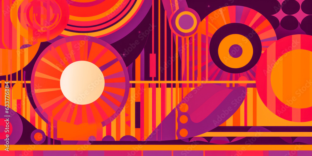 Poster a graphic background with mixed colors and shapes - generative ai
