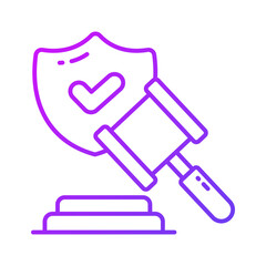 Judge hammer and gavel, insurance law icon, commercial law, legal advice for business, auction vector