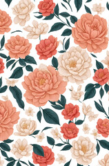 pink and white floral pattern on transparent background