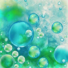 abstract cyan watercolor bubble background
