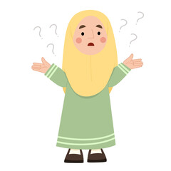 Illustration of a confused Muslim girl