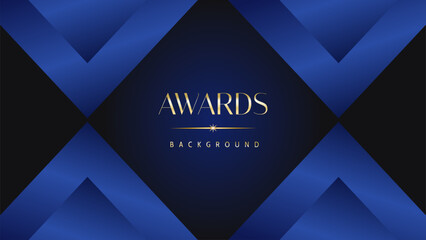 Dark blue golden royal awards graphics background. Lines growing elegant shine spark. Luxury premium corporate abstract design template.