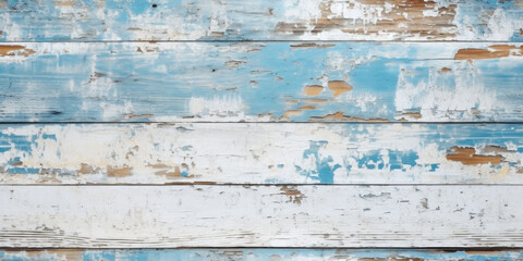 planches de bois vintage avec peinture blanche et bleu  craquelée, motif répétable sans couture