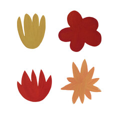 Fototapeta premium Abstract hand drawn watercolor various shapes and doodle. Botanical elements.Flowers and leaves objects, contemporary modern trendy vector