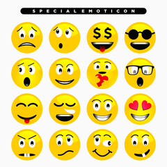 Fototapeta premium yellow cute emoji icon with various facial expressions