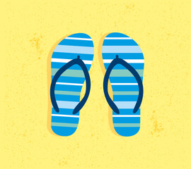 Flip-flops on the beach. Vector illustration #1