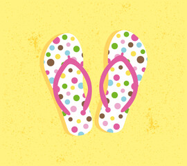 Flip-flops on the beach. Vector illustration #2