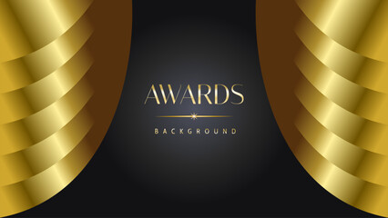 Awards background black golden wave royal. Lines growing elegant shine spark. Luxury premium corporate abstract design template.