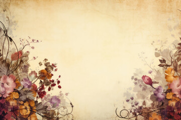 Naklejka na ściany i meble Gentle beige vintage empty copy space background with autumn flower blooming