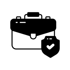 Business bag with security shield showing business insurance concept icon