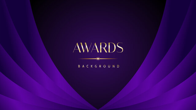 Purple golden royal awards graphics background. Elegant modern template with classy shine.