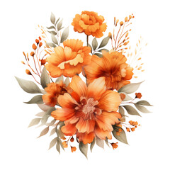 Fall Autumn Watercolor Clip Art, Watercolor Flowers Illustration, Fall Autumn Sublimation Design, Flowers Clip Art