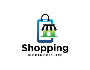 Online Shop Logo designs Template. Illustration vector graphic of shopping bag, computer and mouse logo. Perfect for Ecommerce,sale, store web element. Company emblem.