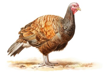 A detailed drawing of a turkey standing on the ground