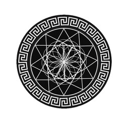 Fototapeta premium Black and White Geometric Sacred Symbol, Magic Circle, Vintage Decor with Transparent Background