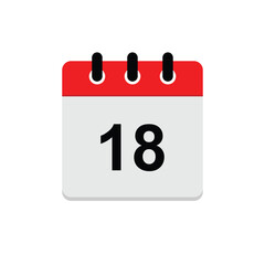 18 calender icon with white background