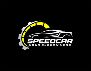 Sports car logo icon set. Motor vehicle dealership emblems. Auto silhouette garage symbols. Vector illustration.