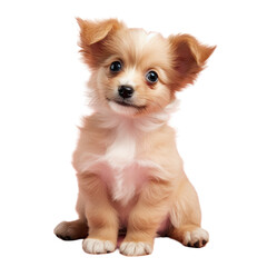 Cute puppy stands on transparent background