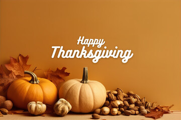 Picture with the Text "Happy Thanksgiving" on a Yellow Background
