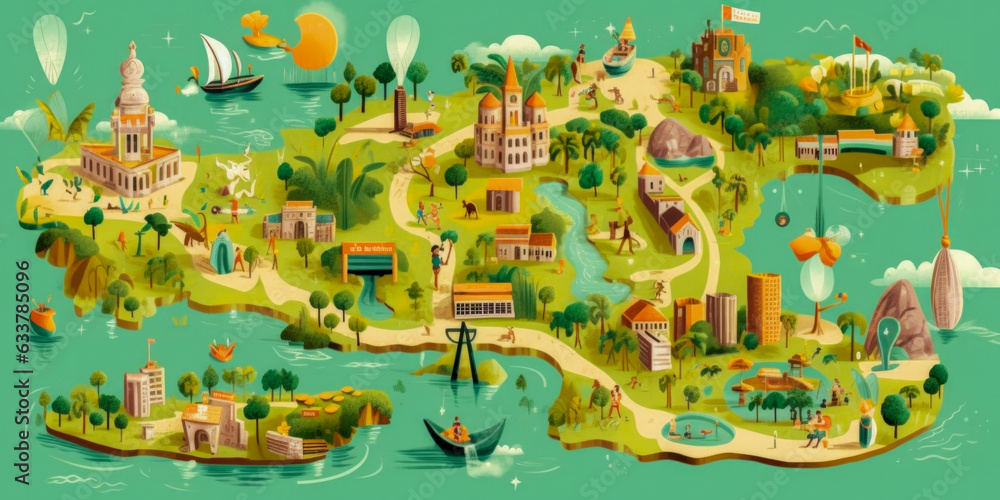 Poster geographic map of miami - generative ai