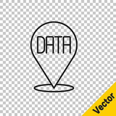 Black line Data analysis icon isolated on transparent background. Business data analysis process, statistics. Charts and diagrams. Vector