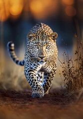 Close-up of a beautiful leopard walking