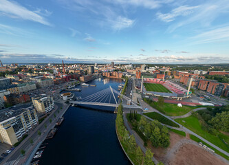 Aerial panorama over a city in Finland