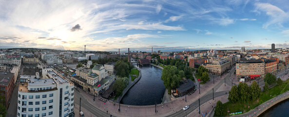 Aerial panorama over Tampere, Finland