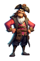 angry male pirate on a white isolated background. Cartoon character. Generative AI illustration